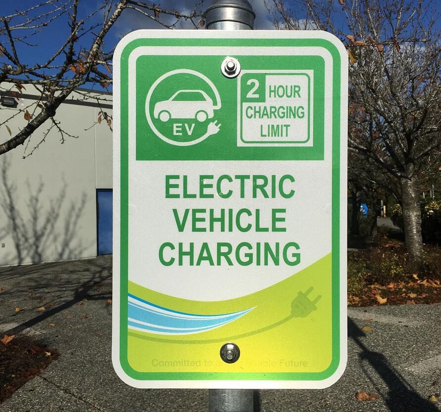 EV charging sign post