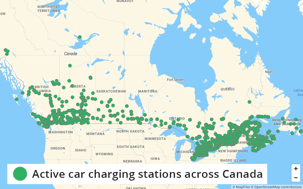 Active car-charging stations across Canada